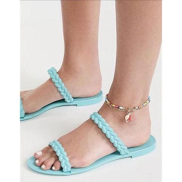 Stuart Weitzman BRAIDA SAWYER JELLY SANDAL White Braided Straps Slide Size 8 - Picture 15 of 15